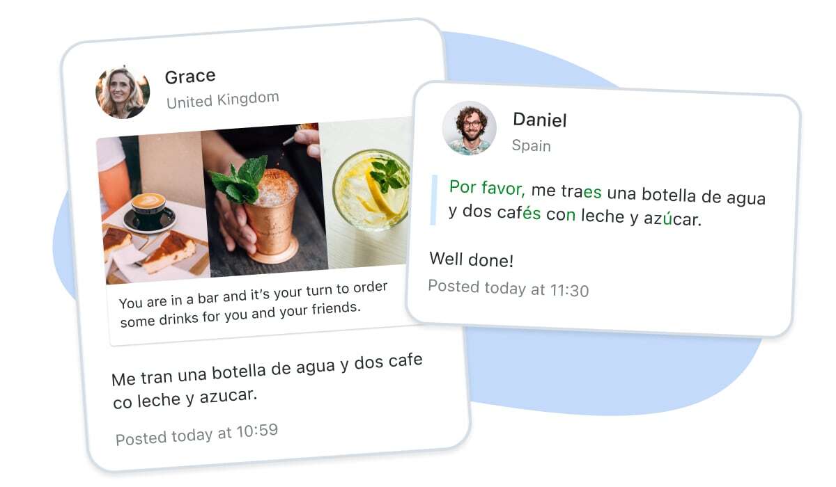 Busuu's Conversations feature in action