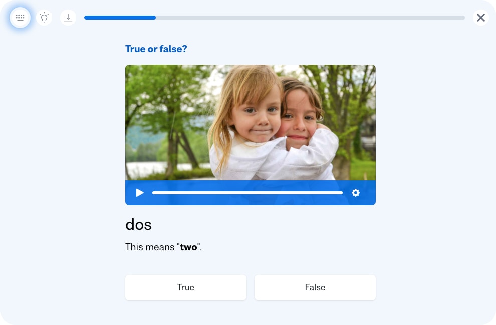 Screenshot of Busuu lesson on Spanish numbers